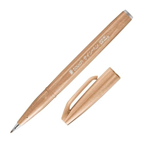 caneta brush sign pen marrom claro