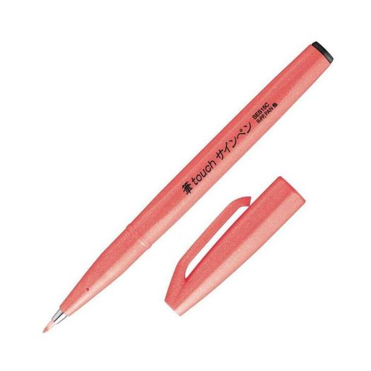 caneta brush sign pen vermelho fluorescente caneta brush sign pen vermelho fluorescente