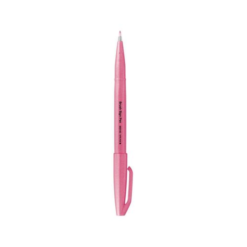 caneta brush sign pen rosa fluorescente