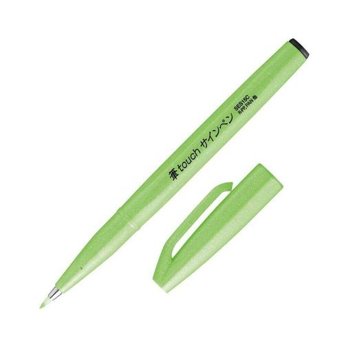 caneta brush sign pen verde claro fluorescente