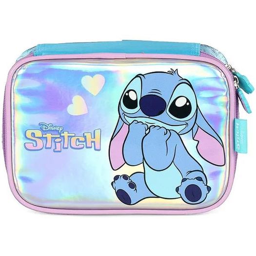 estojo box stitch metalizado azul estojo box stitch metalizado azul
