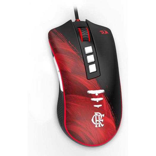 mouse flamengo attack preto e vermelho led vermelho (fl711) - redragon
