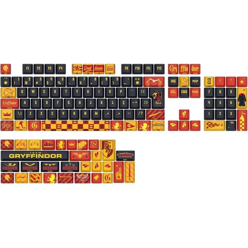 keycaps harry potter hogwart s griffyndor preto, vermelho e amarelo (hp-944) - redragon