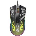mouse harry potter cobra rgb hufflepuff preto e amarelo (hp-711h) - redragon