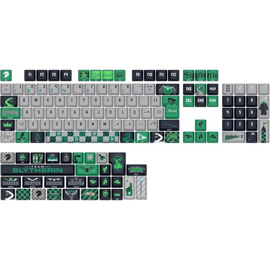 keycaps harry potter hogwart s slytherin cinza e verde (hp-942) - redragon keycaps harry potter hogwart s slytherin cinza e verde (hp-942) - redragon