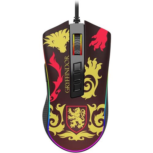 mouse harry potter cobra rgb gryffindor preto e vermelho (hp-711g) - redragon