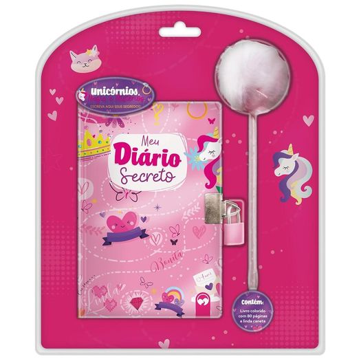 livro diário pompom unicórnios