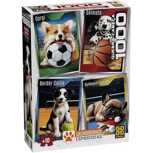 quebra-cabeça 1000 peças cachorrinhos esportistas