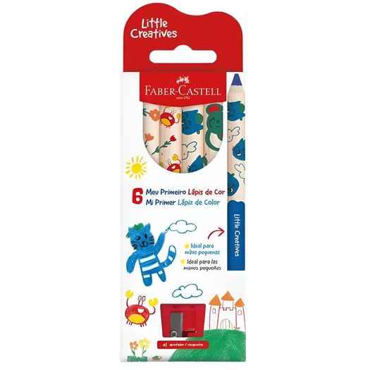 lápis de cor 6 cores little creatives + apontador faber lápis de cor 6 cores little creatives + apontador faber