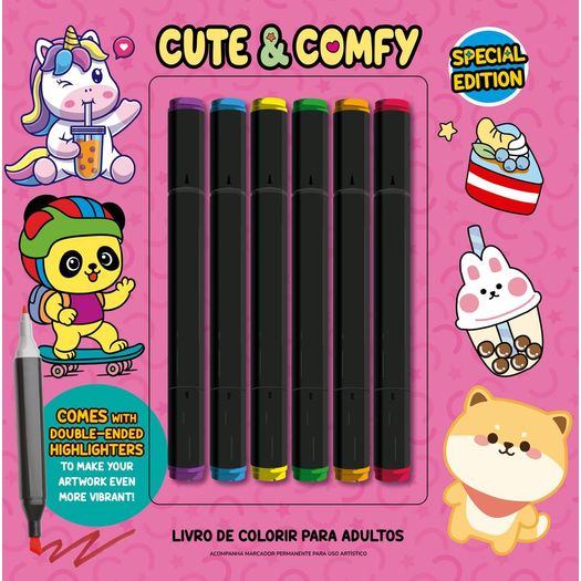 cute e comfy coloring book for adults - special edition - capa pink