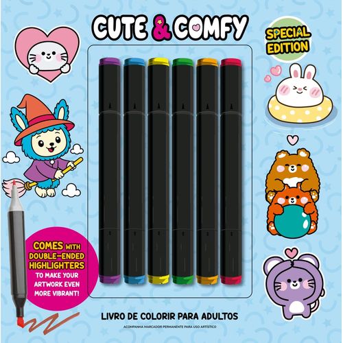 cute e comfy coloring book for adults - special edition - capa azul