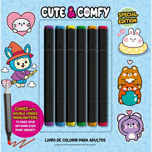 cute e comfy coloring book for adults - special edition - capa azul
