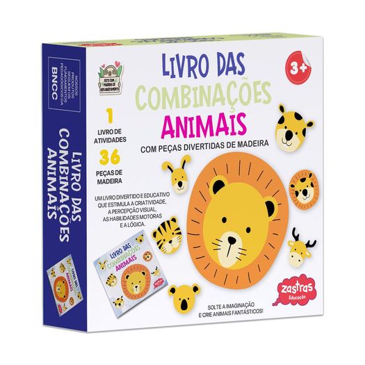 livro das combinações animais com peças de madeira