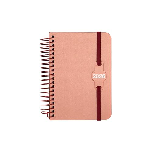 agenda 2026 diária média splash bronze espiral confetti