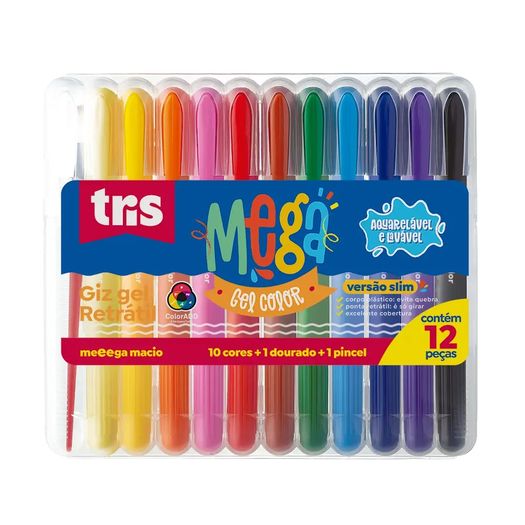 giz de cera 11 cores gel retrátil com pincel giz de cera 11 cores gel retrátil com pincel