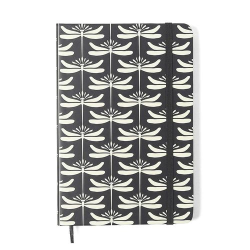 caderneta libélulas preto pautado