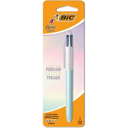 caneta esferográfica 4 cores 1.0mm azul perolado