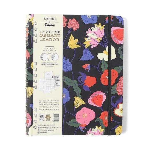 caderno organizador 90 folhas duo doce florada preto caderno organizador 90 folhas duo doce florada preto