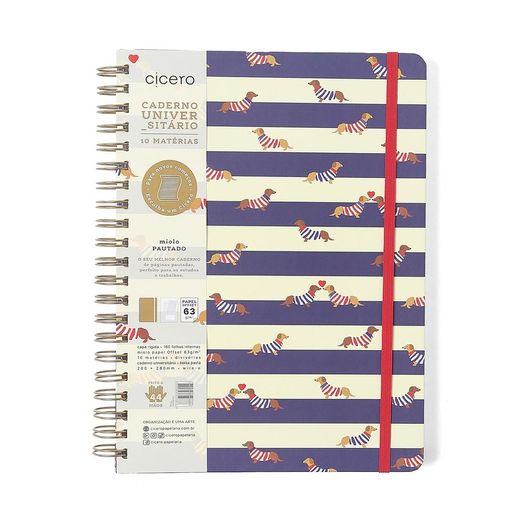 caderno universitário 10x1 160 folhas capa dura praia cachorros caderno universitário 10x1 160 folhas capa dura praia cachorros