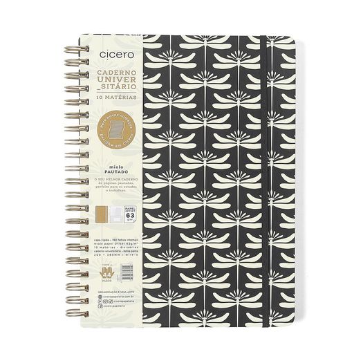 caderno universitário 10x1 160 folhas capa dura libélulas preto caderno universitário 10x1 160 folhas capa dura libélulas preto