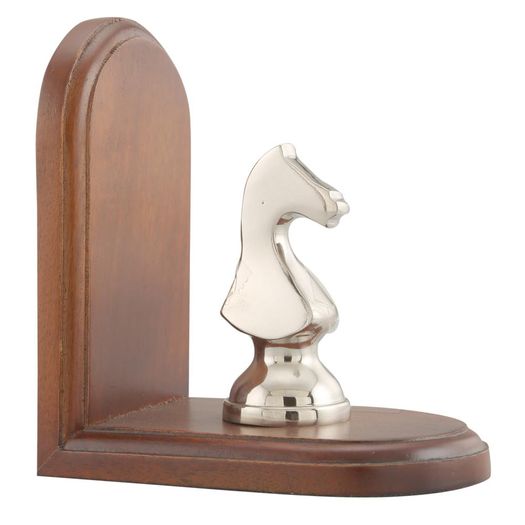 aparador de livro em madeira xadrez cavalo prata aparador de livro em madeira xadrez cavalo prata