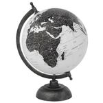 globo decorativo base metal pb preto e branco