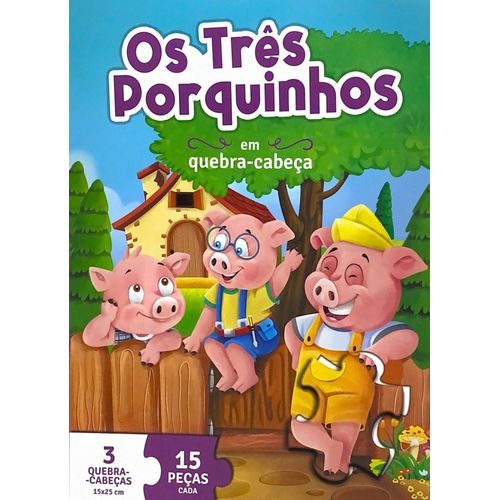 livro com quebra-cabeça: os três porquinhos