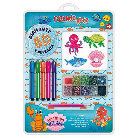 fazendo arte diamante 5d - animais do oceano
