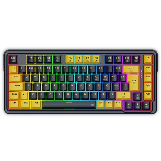 teclado mecanico elf rgb preto e amarelo switch melt gold (k649py-rgb pt) - redragon teclado mecanico elf rgb preto e amarelo switch melt gold (k649py-rgb pt) - redragon