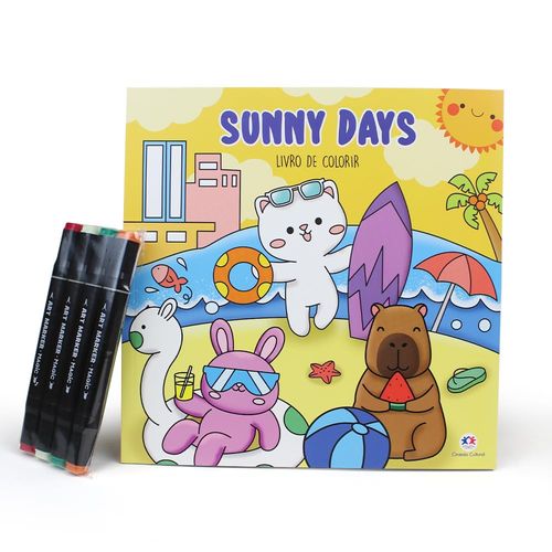 colorir-sunny-days---livro-de-colorir-com-4-canetinhas