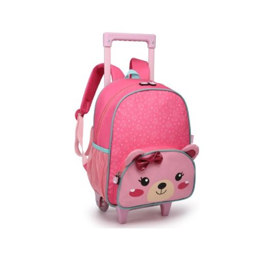 mochila com rodinha infantil ursinho pets feminino