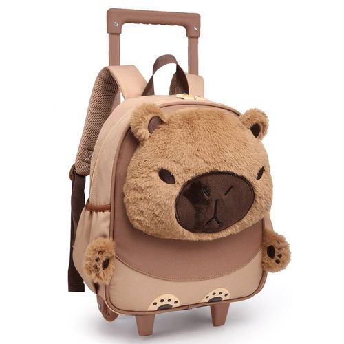 mochila com rodinha infantil pelúcia capivara pets