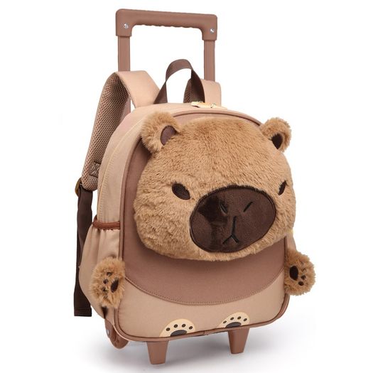 mochila com rodinha infantil pelúcia capivara pets