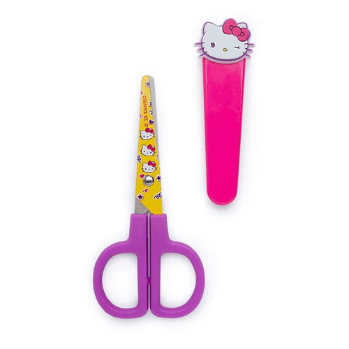 tesoura escolar com capa hello kitty