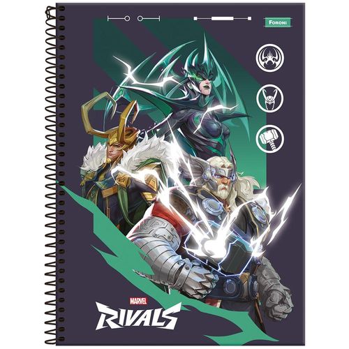 caderno universitário 1x1 marvel rivals