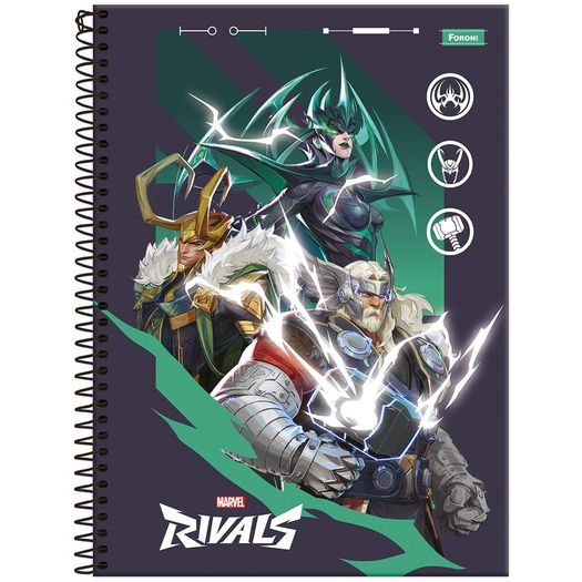 caderno universitário 1x1 marvel rivals