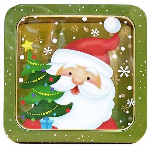 lata decorativa natal de metal com visor