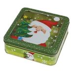 lata decorativa natal de metal com visor