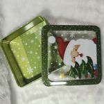 lata decorativa natal de metal com visor