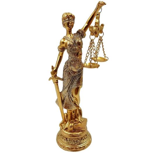 dama da justiça resina dourada 19cm dama da justiça resina dourada 19cm