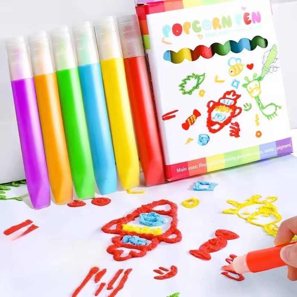 Caneta Magic Puffy Popcorn 3d Kit 6 Cores - Livrarias Curitiba