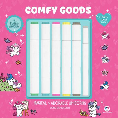 magical e adorable unicorns - livro de colorir com 6 marcadores