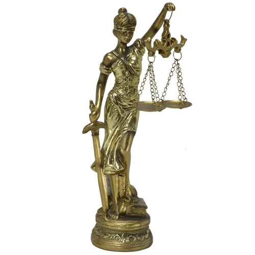 dama da justiça dourada resina 24x7x7cm