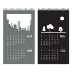 calendário 2026 de parede skyline preta