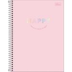 caderno universitário happy 1 matéria capa dura 80 folhas