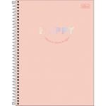 caderno universitário happy 1 matéria capa dura 80 folhas