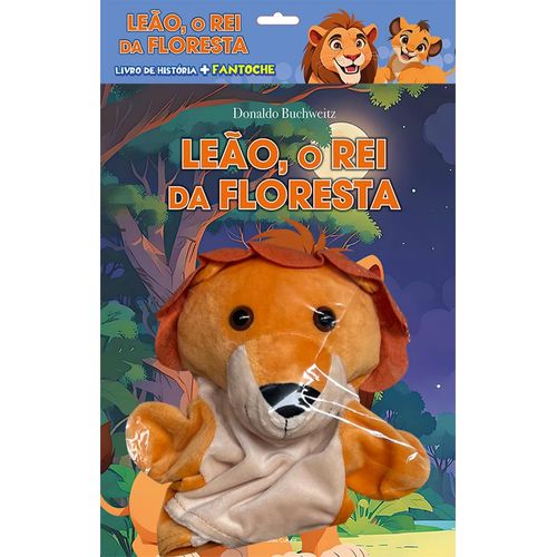 leão, o rei da floresta - livro de história + fantoche