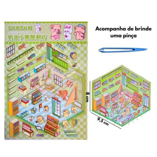 adesivo cenários 3d funny com pinça 19x26cm diversos modelos