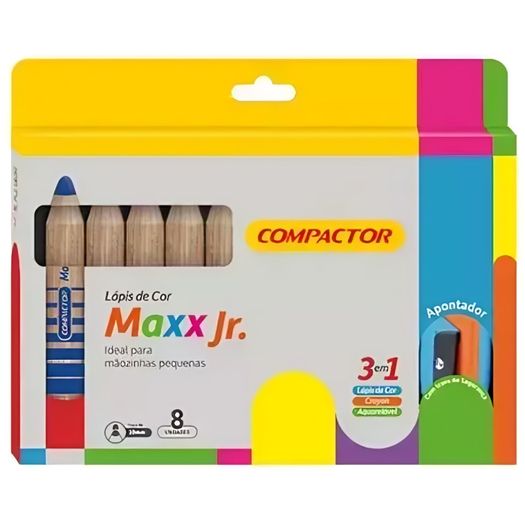 lápis de cor jumbo 8 cores com apontador