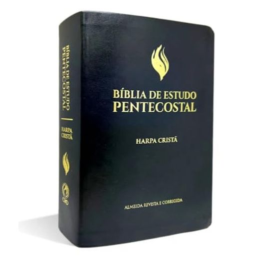 biblia de estudo pentecostal - media luxo harpa crista preta - 2025